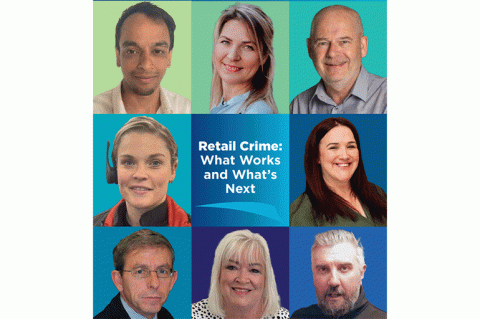 The title "Retail Crime: What Works and What's Next" - Surrounded by portraits of different retailers