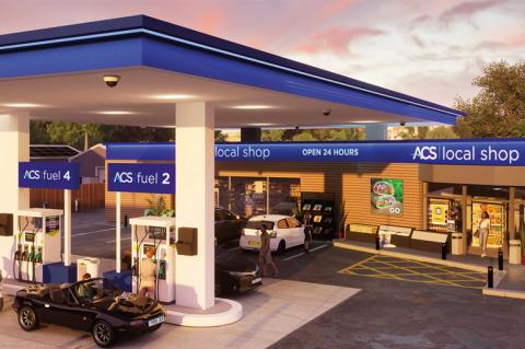 Forecourt and car