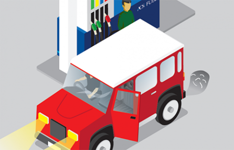 A person driving away after stealing fuel from a forecourt