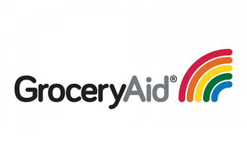 GroceryAid with half of a rainbow on the end that curves off the screen