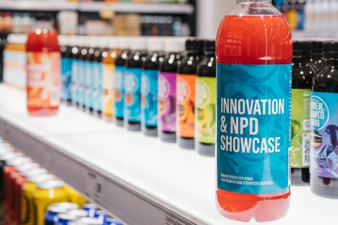 Image of a bottle with Innovation Showcase written on it