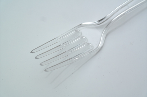 Clear plastic single use fork