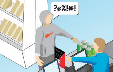 Graphic of a retailer experiencing verbal abuse from a customer