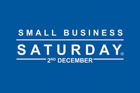 Blue background with white text saying 'Small Business Saturday 2nd December'