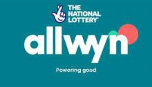 Teal background with the 'Allwyn' logo and 'National Lottery' logo