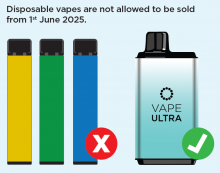 Disposable vapes are not allowed to be sold from 1st June 2025