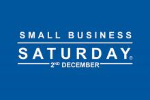 Blue background with white text saying 'Small Business Saturday 2nd December'